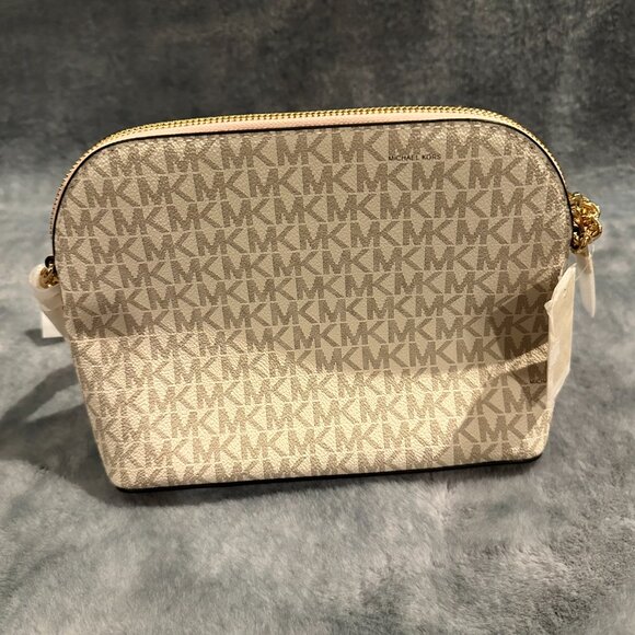 Michael Kors Jet Set Travel Medium Metallic Signature Logo Dome Crossbody Bag - Picture 2 of 4